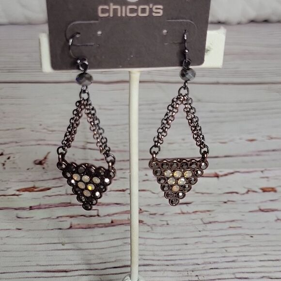 Chico's Gray/Bronze Chandelier Earrings NWT - Picture 5 of 5